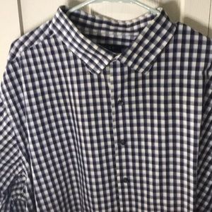 Purple & black plaid casual button down shirt